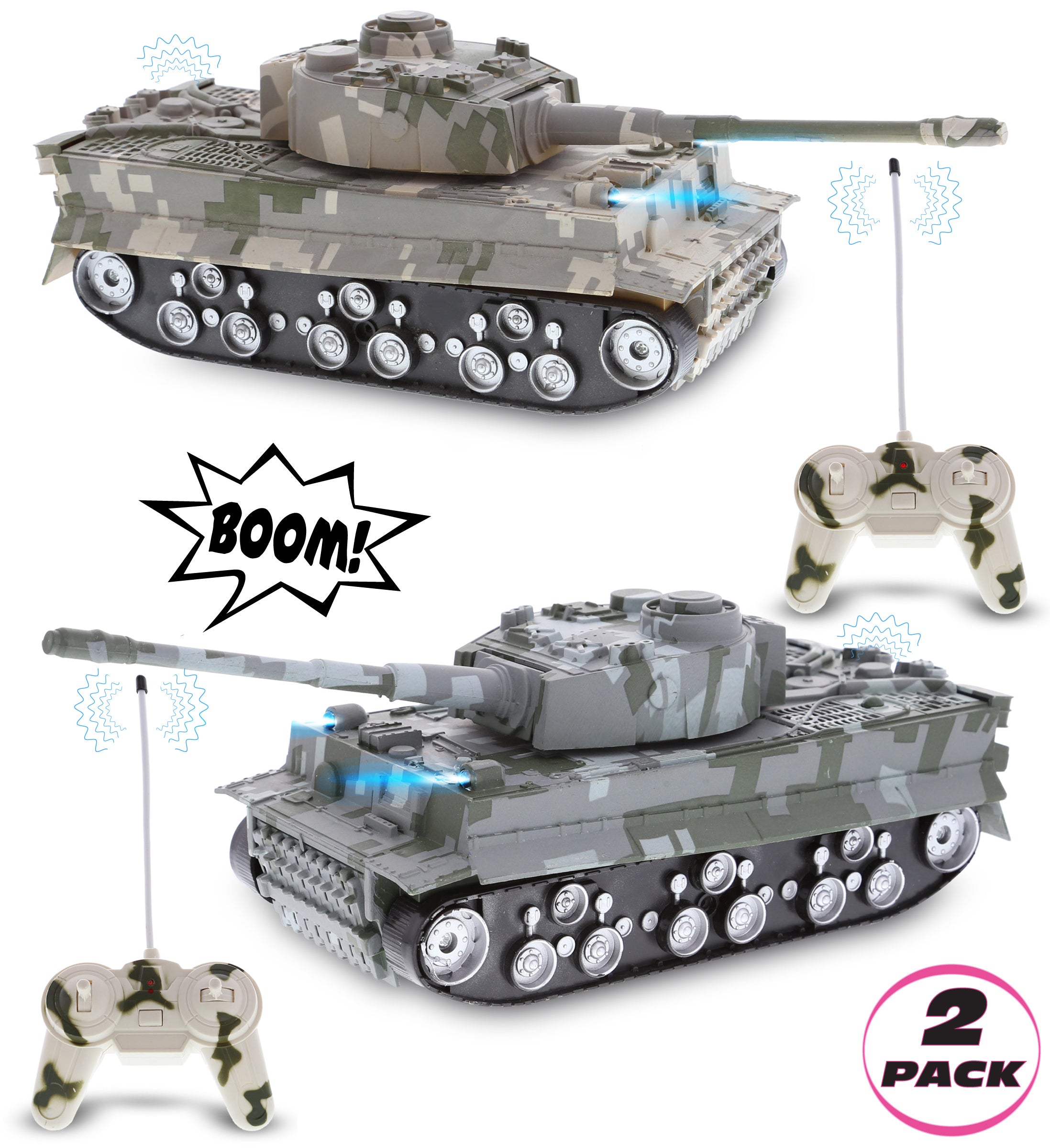 Toys - Army RC Tank Toy with Lights and Battle Sounds
