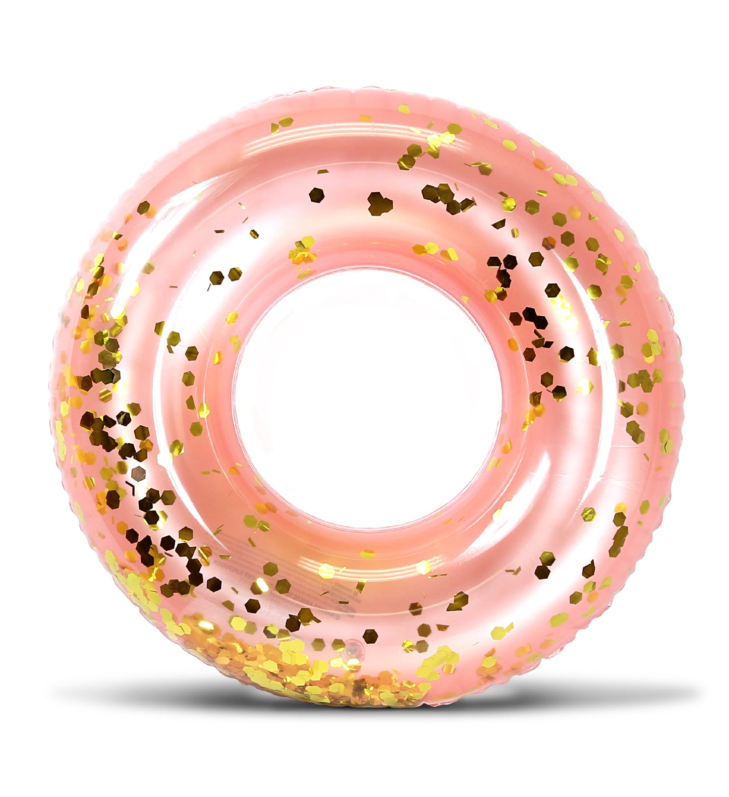 Pool Float - ROSE GOLD TUBE - GOLD HEXAGON GLITTER