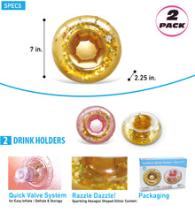 Pool Float - CONFETTI DRINK HOLDERS - ROSE GOLD/GOLD - SET OF 2