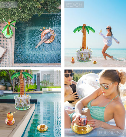 Pool Float - CONFETTI DRINK HOLDERS - ROSE GOLD/GOLD - SET OF 2