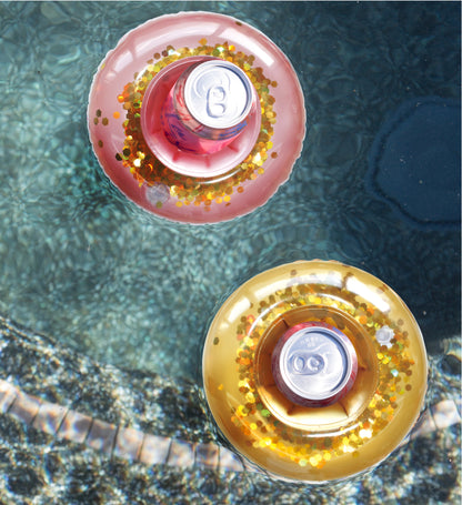Pool Float - CONFETTI DRINK HOLDERS - ROSE GOLD/GOLD - SET OF 2