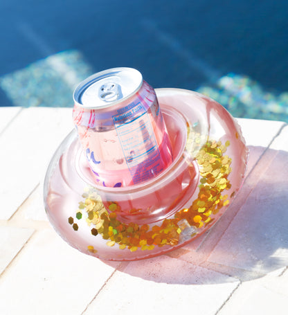 Pool Float - CONFETTI DRINK HOLDERS - ROSE GOLD/GOLD - SET OF 2