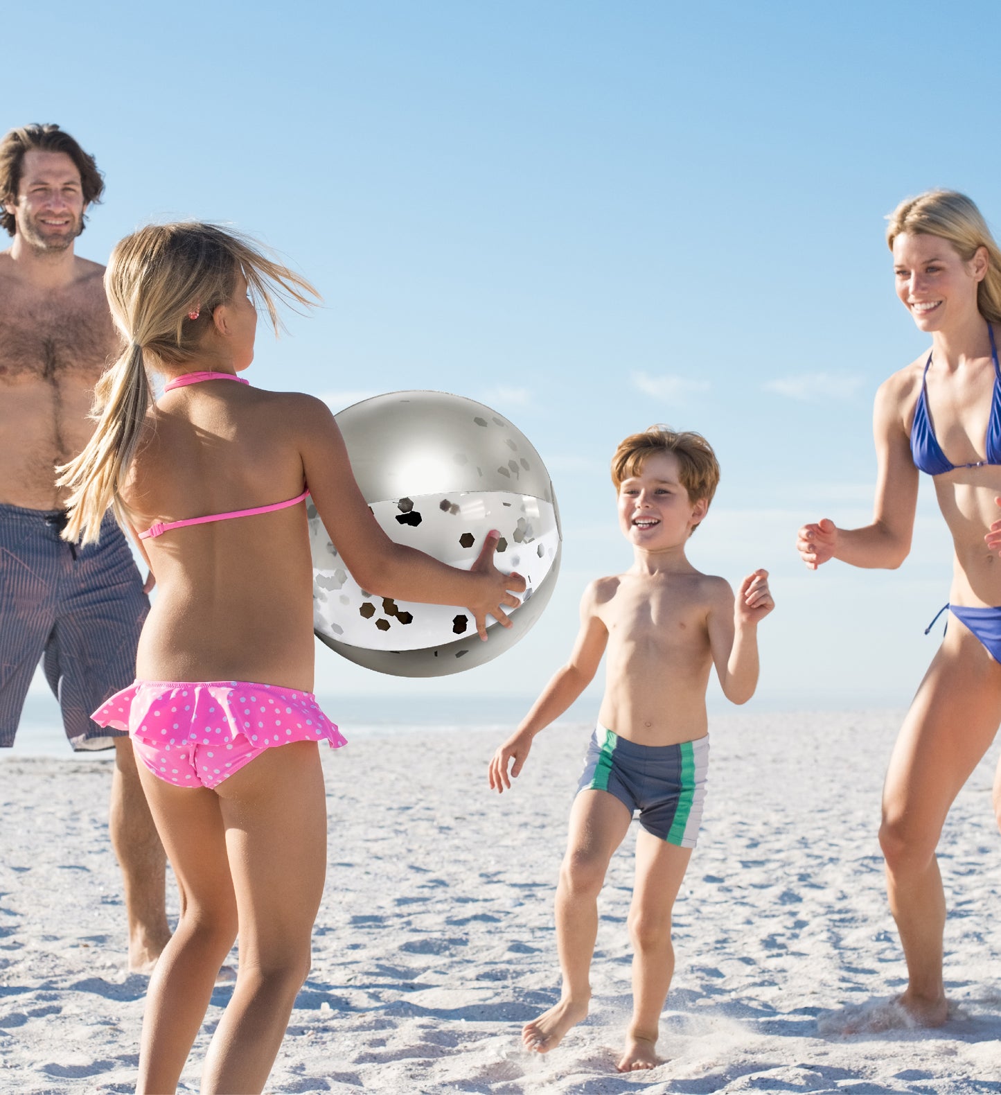 Pool Float - 16" SILVER BALL - HEXAGON GLITTER - SET OF 2