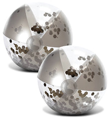 Pool Float - 16" SILVER BALL - HEXAGON GLITTER - SET OF 2
