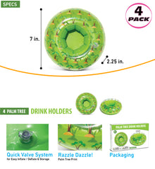 Pool Float - PALM TREE DRINK HOLDER - SET OF 4