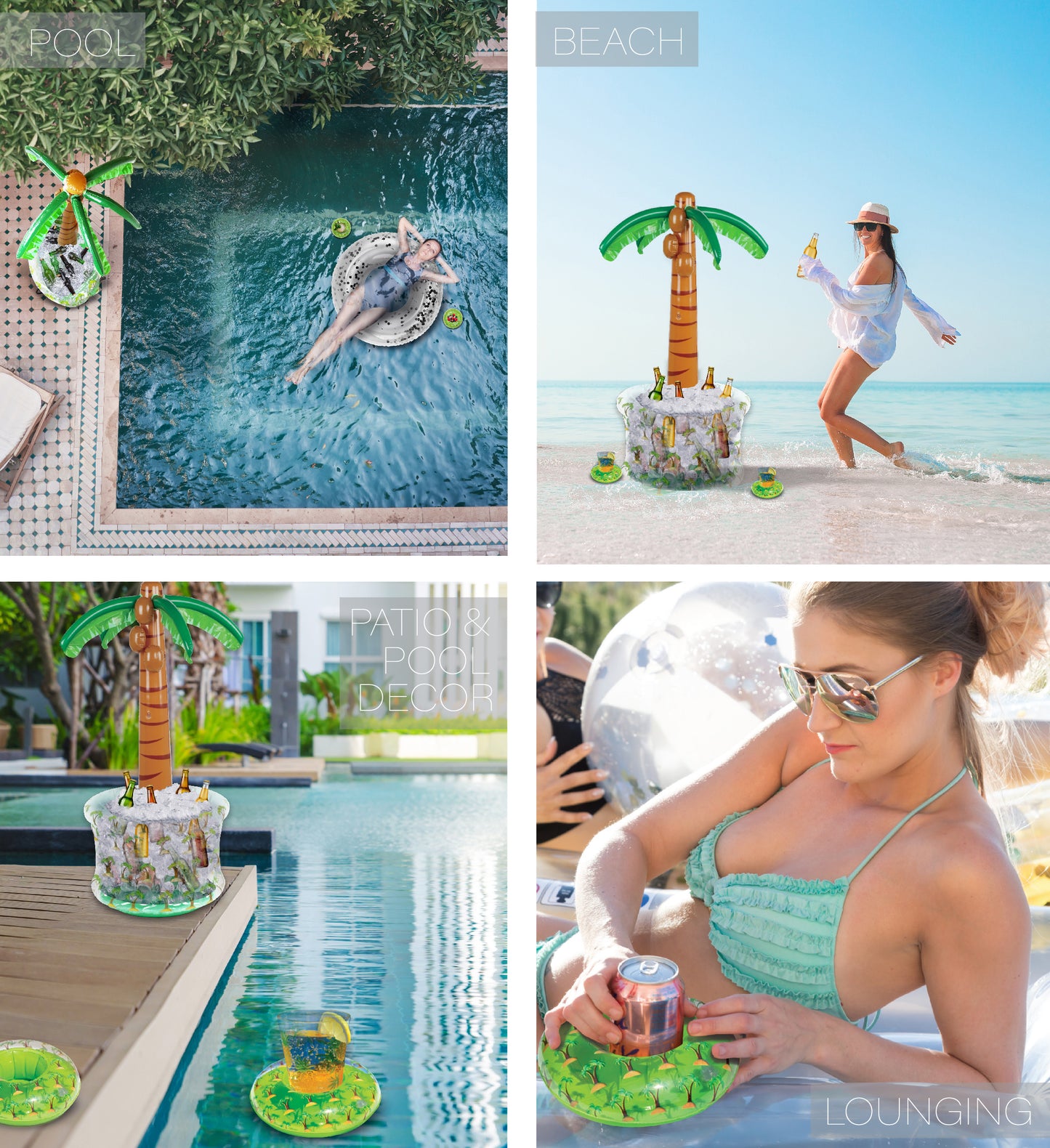 Pool Float - PALM TREE DRINK HOLDER - SET OF 4