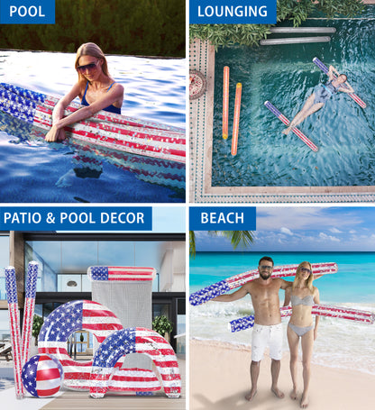 Pool Float - 74" NOODLE - SET OF 2 - USA FLAG