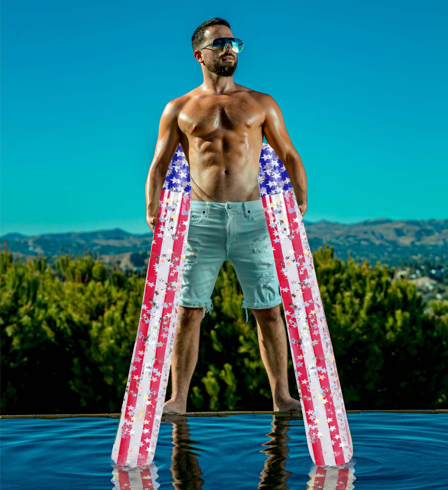 Pool Float - 74" NOODLE - SET OF 2 - USA FLAG