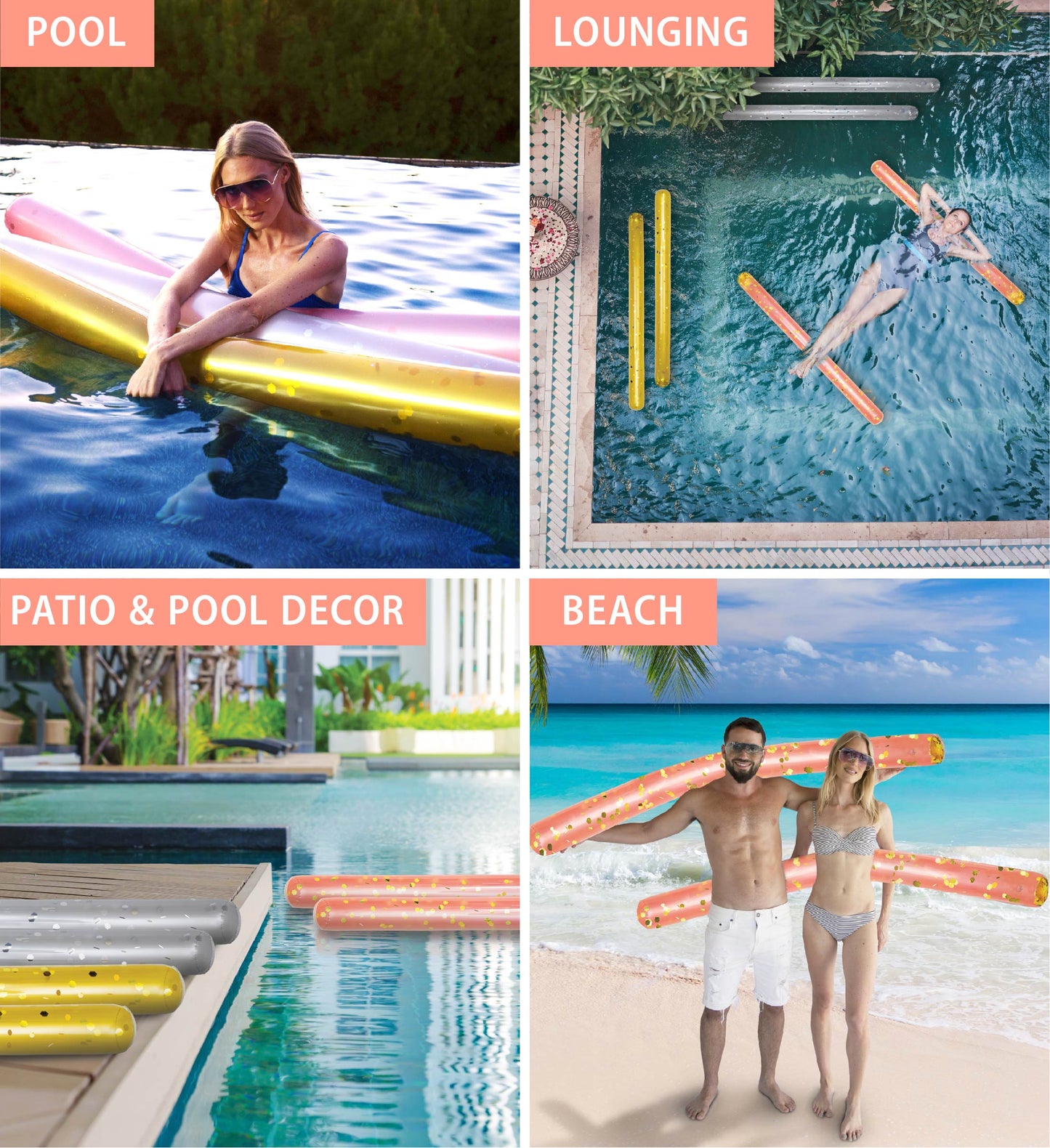 Pool Float - 74" ROSE GOLD NOODLE - SET OF 2