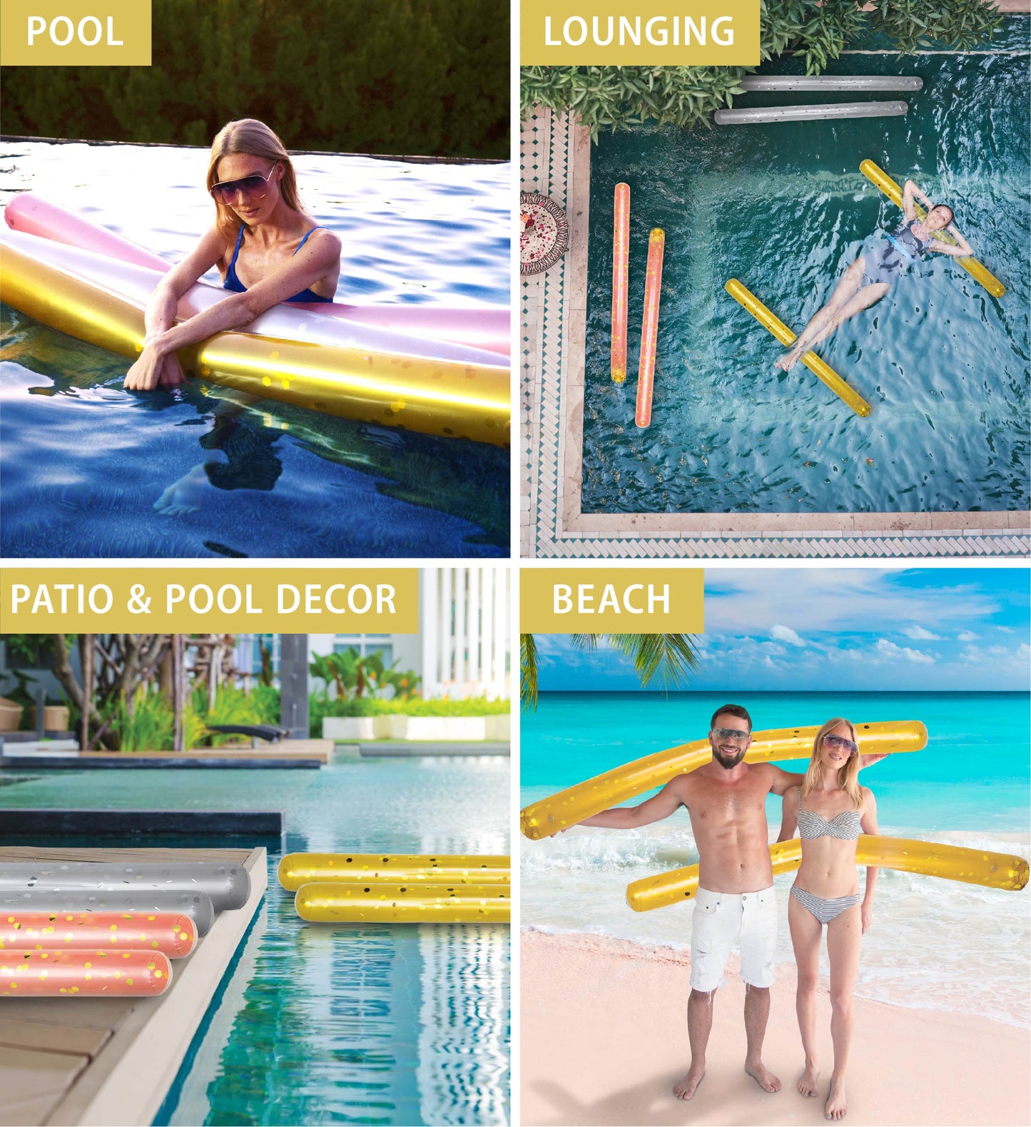 Pool Float - 74" GOLD NOODLE - SET OF 2