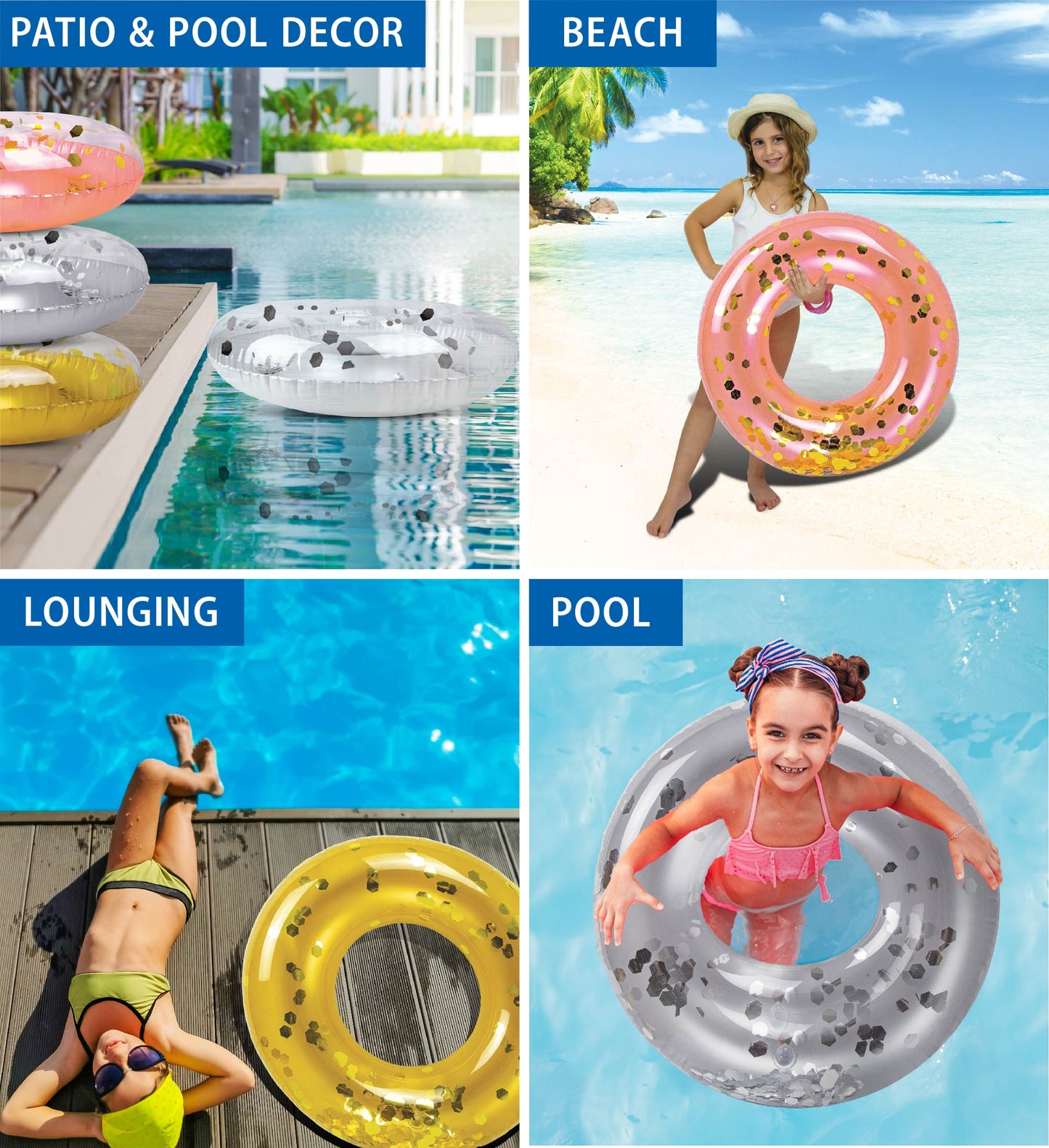 Pool Float - KIDS ASSORTED POOL TUBE - SET OF 4