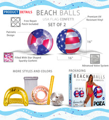Pool Float - 16" USA FLAG BEACH BALL - SET OF 2