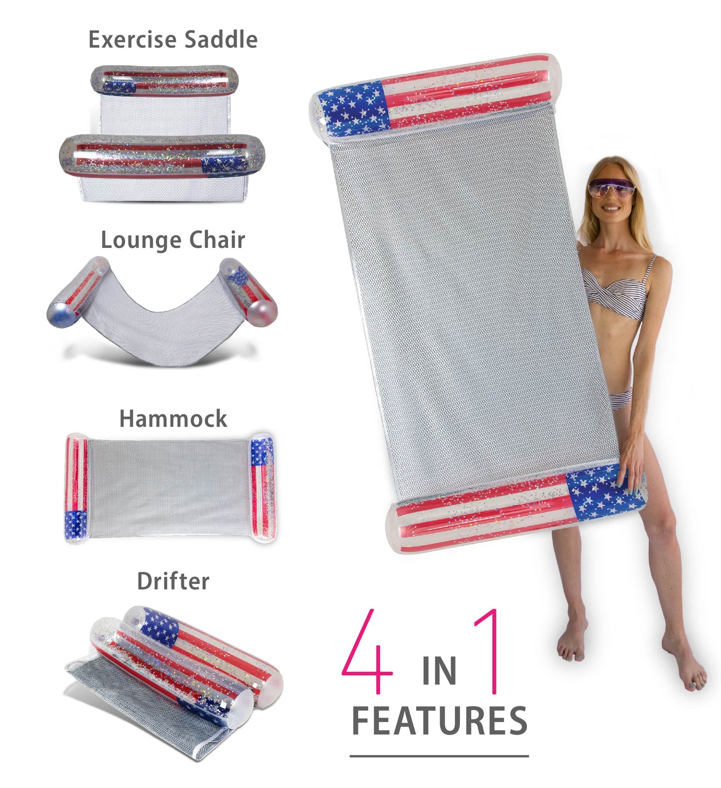 Pool Float - USA FLAG WATER HAMMOCK