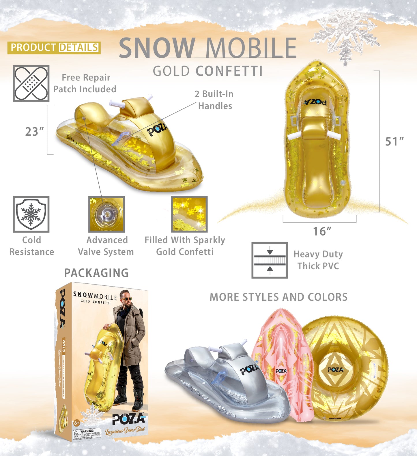 Pool Float - GOLD SNOWMOBILE
