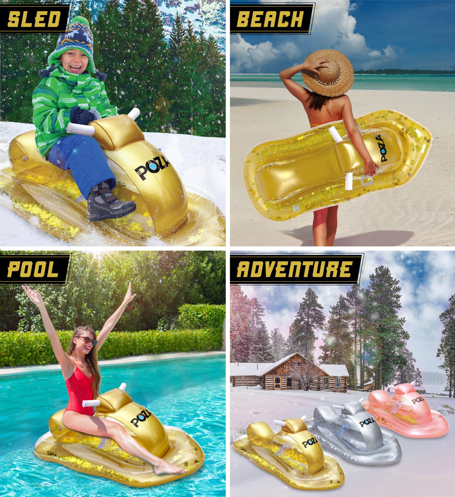 Pool Float - GOLD SNOWMOBILE