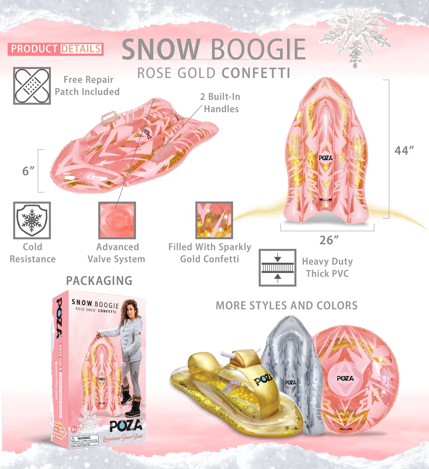 Pool Float - ROSE GOLD SNOW BOOGIE