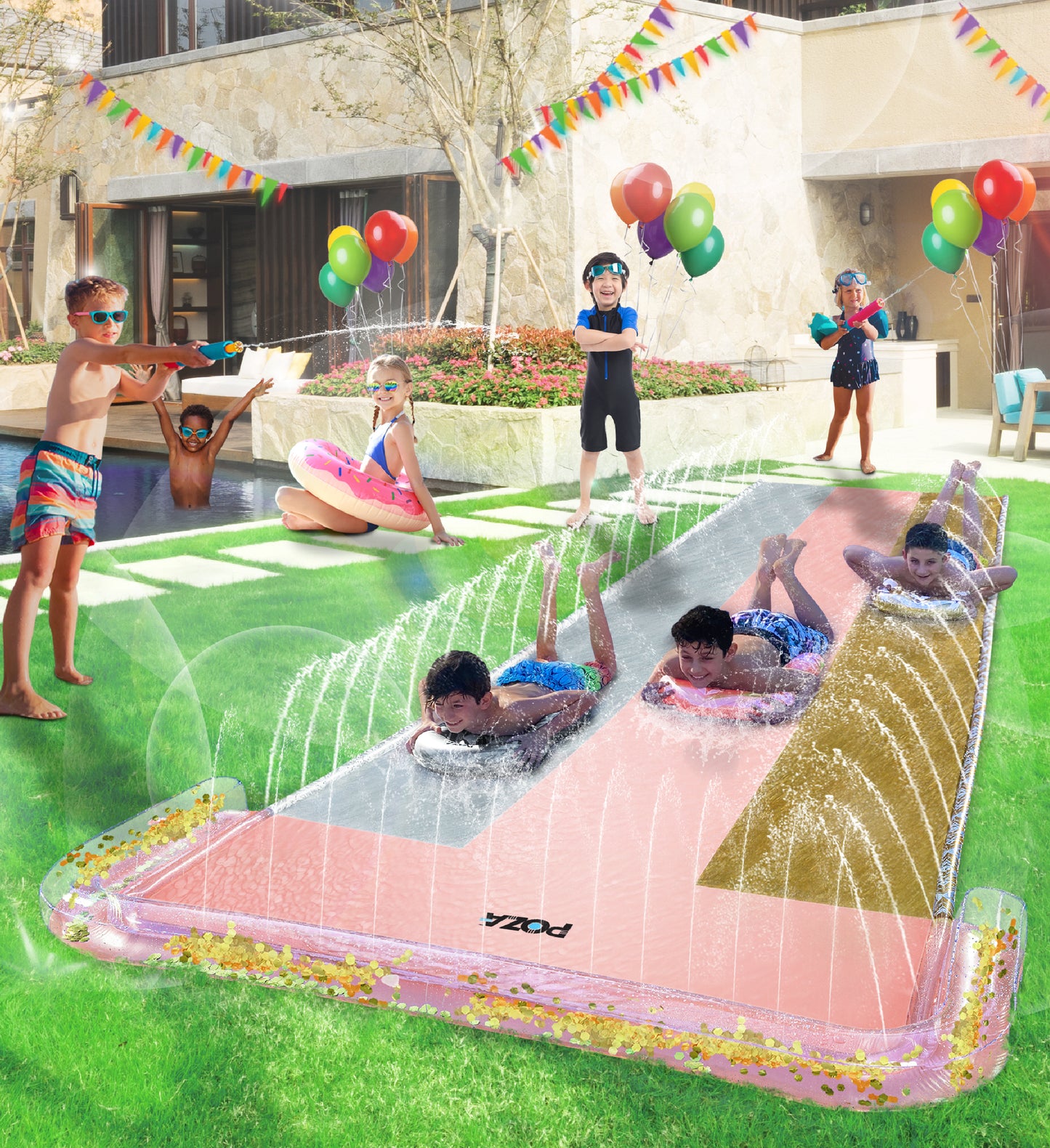 Pool Float - LUXURY TRIPLE SLIP AND SLIDE