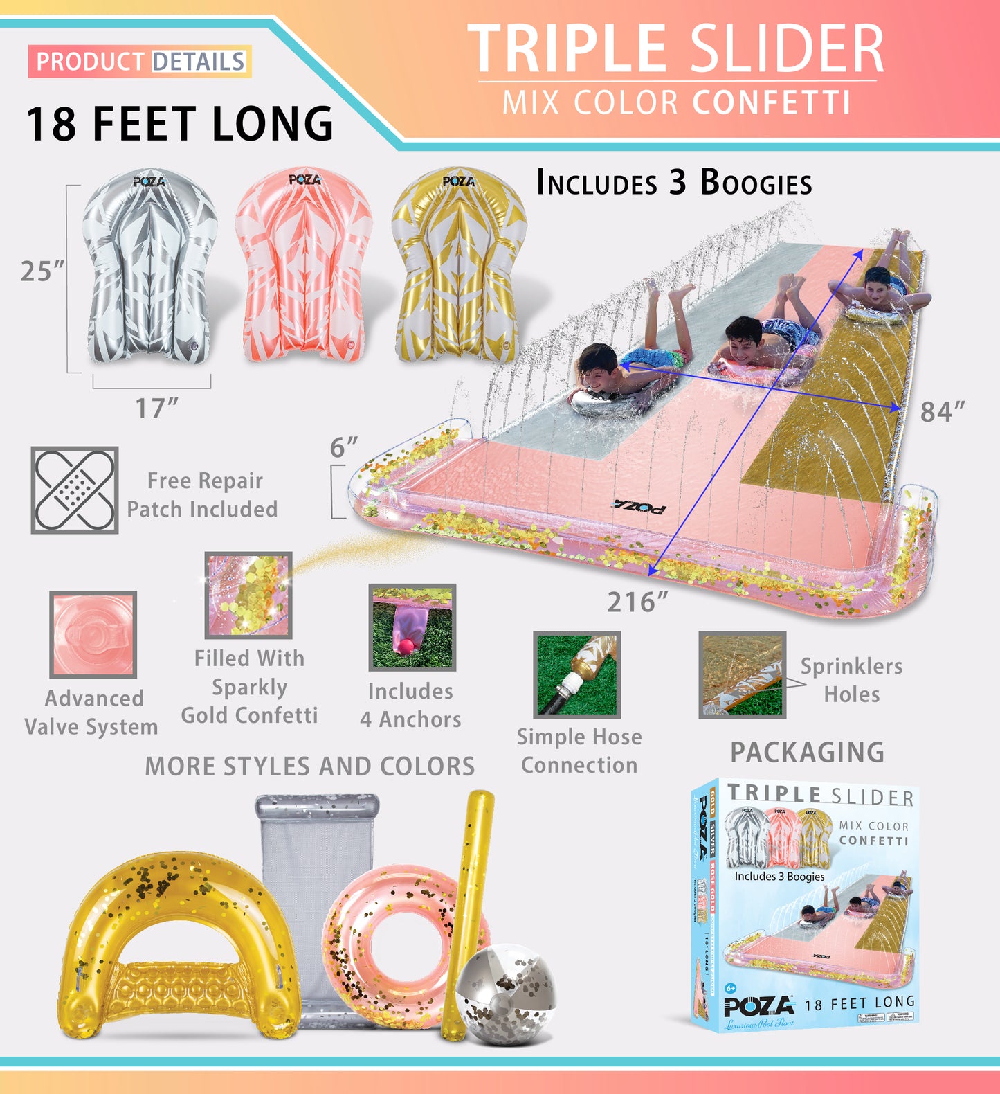 Pool Float - LUXURY TRIPLE SLIP AND SLIDE