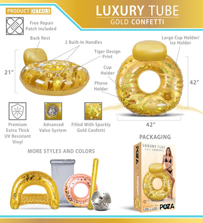 Pool Float - GOLD LUXURY TUBE