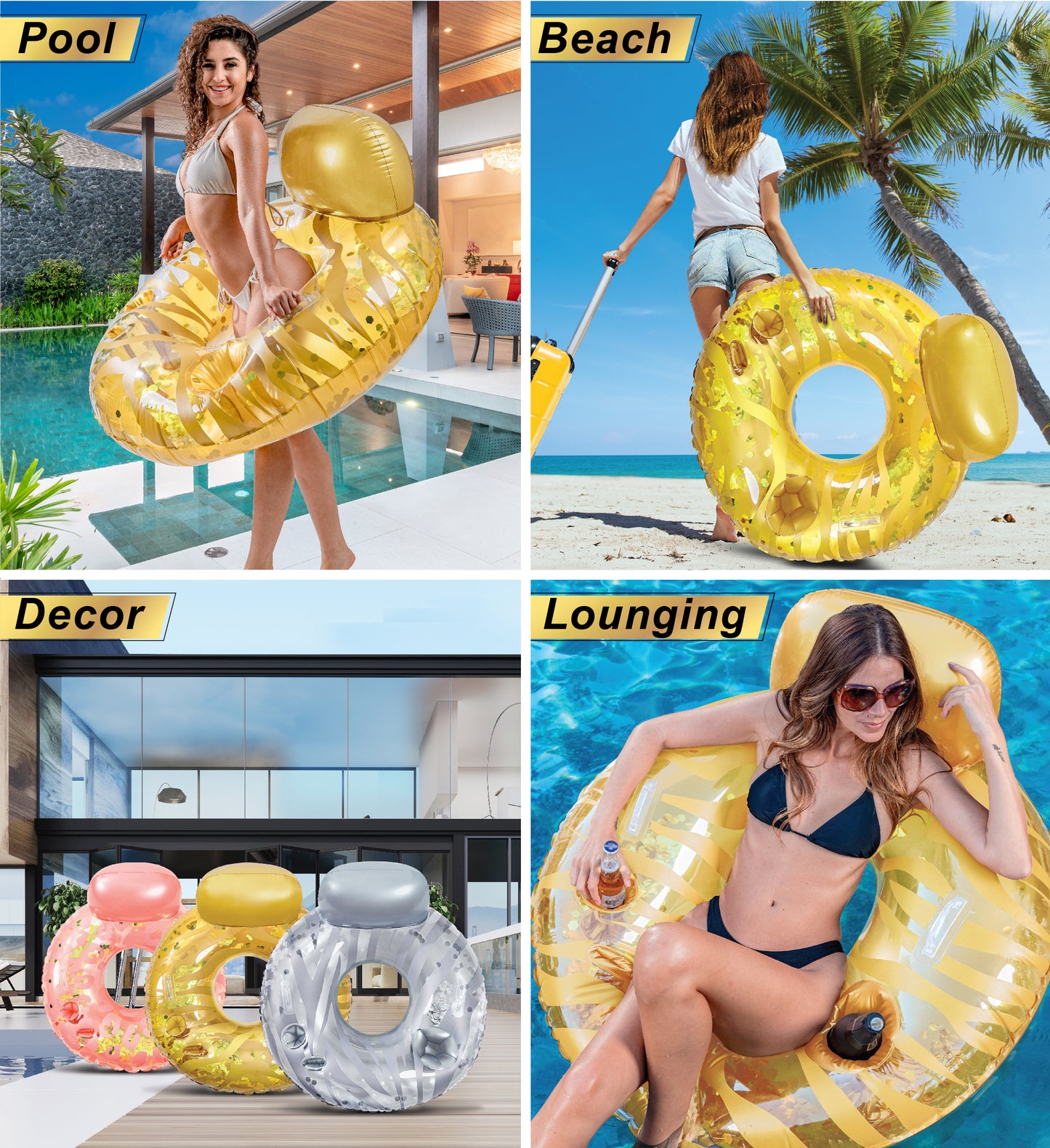 Pool Float - GOLD LUXURY TUBE