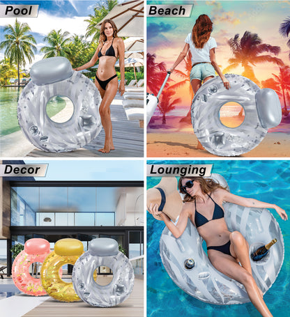 Pool Float - SILVER LUXURY TUBE