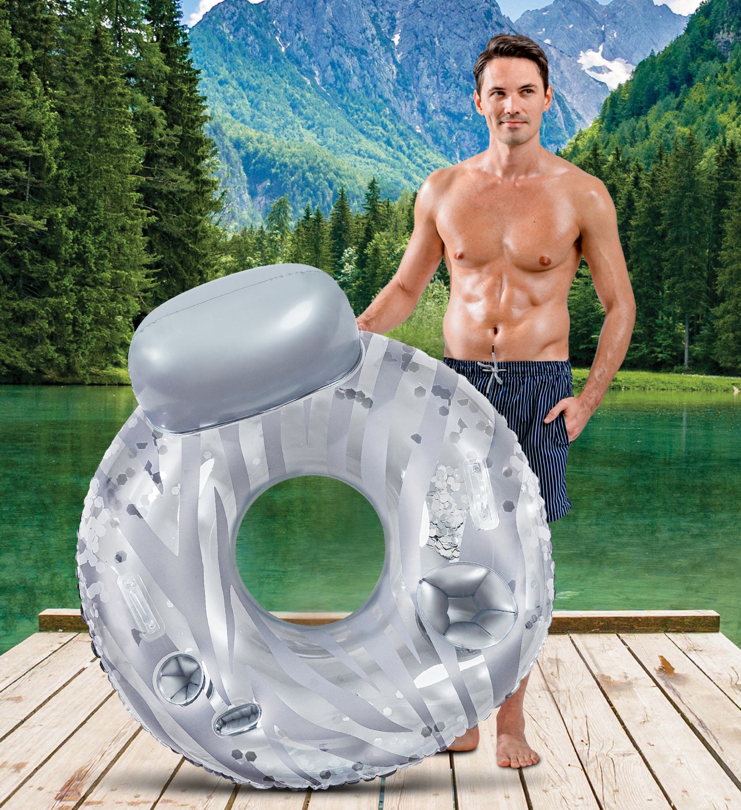 Pool Float - SILVER LUXURY TUBE