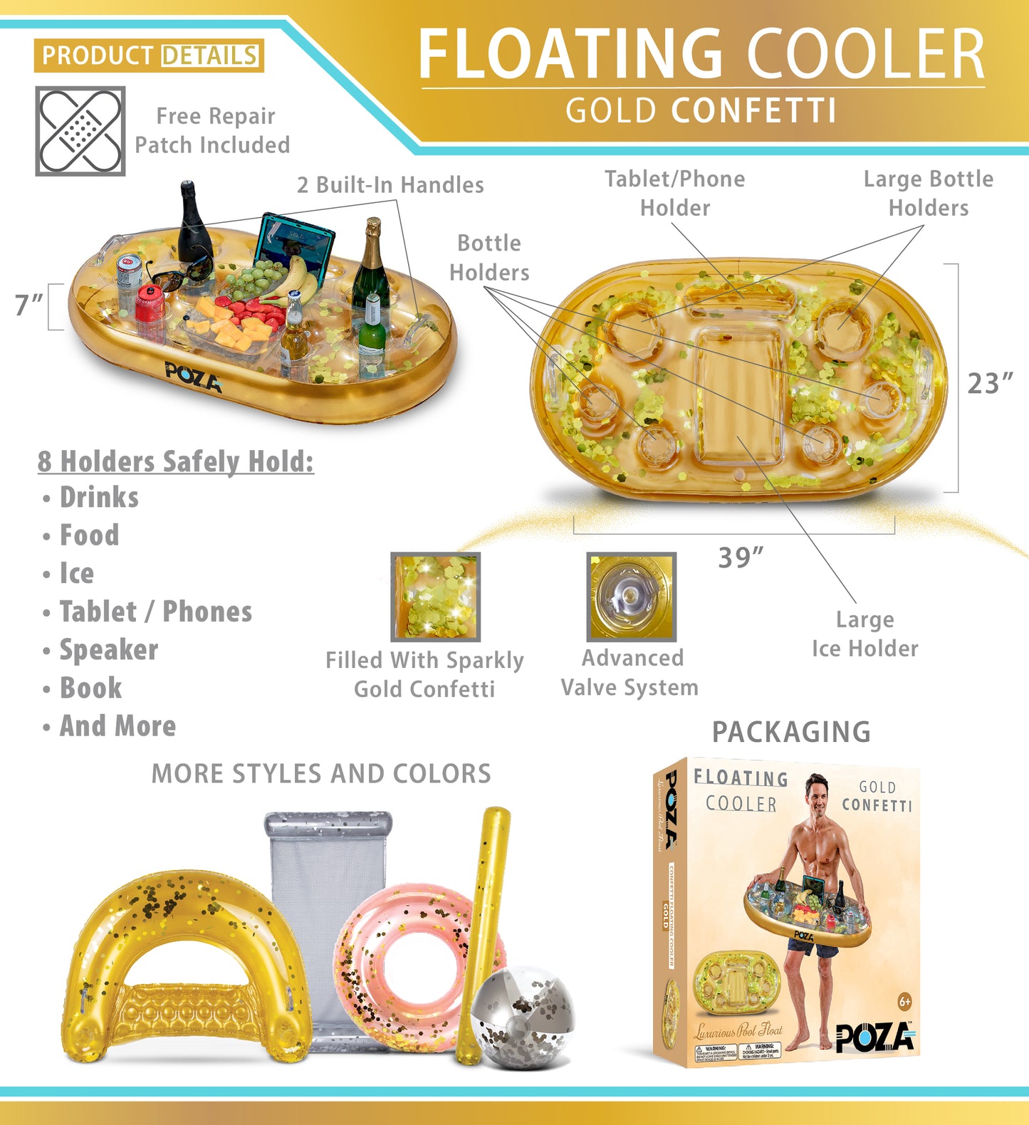 Pool Float - GOLD FLOATING COOLER