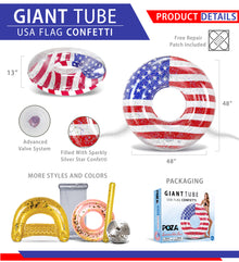 Pool Float - GIANT 48 INCH TUBE - USA FLAG