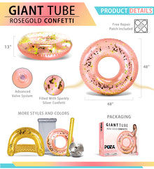 Pool Float - GIANT 48 INCH TUBE - ROSE GOLD