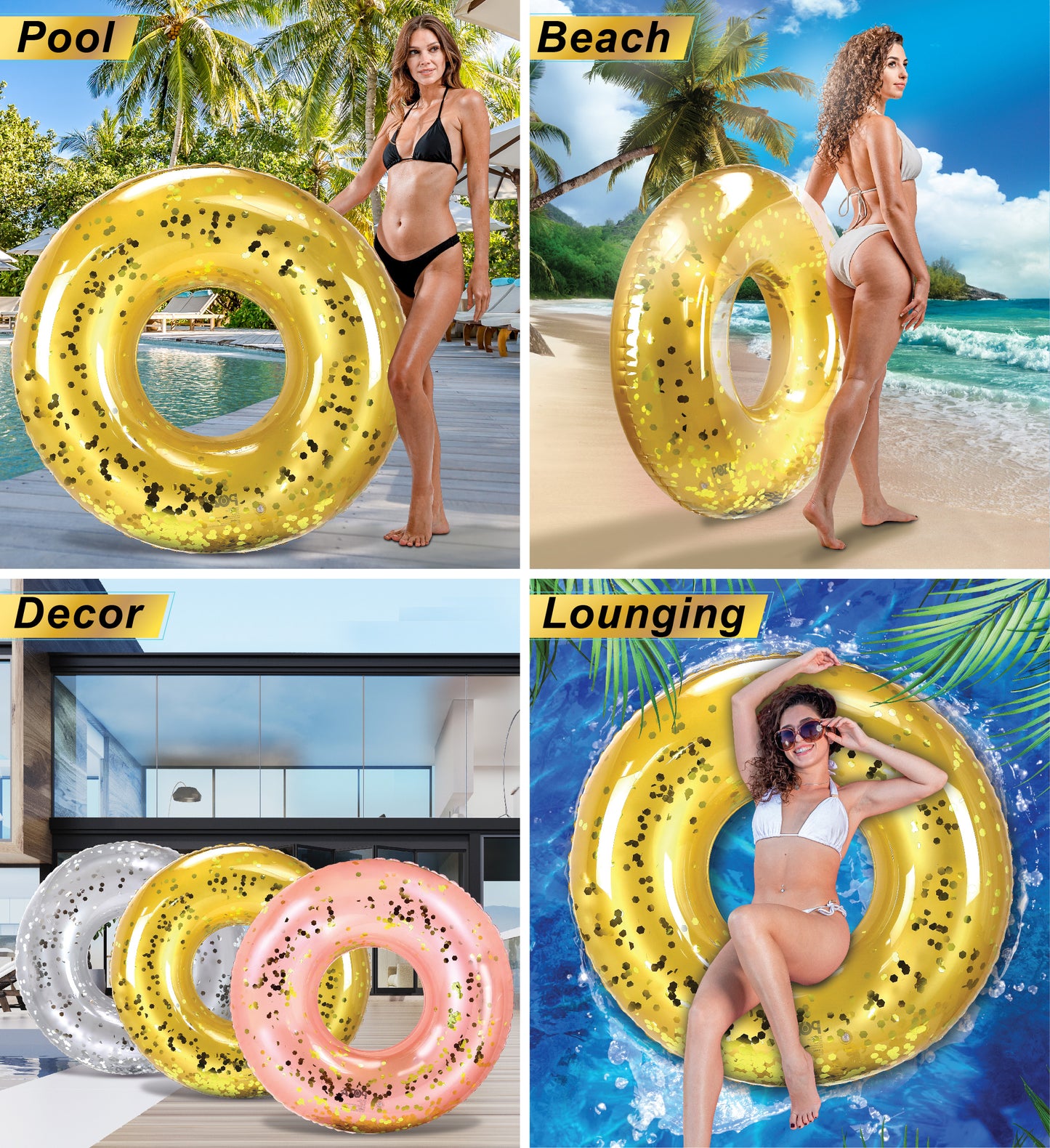 Pool Float - GIANT 48 INCH TUBE - GOLD