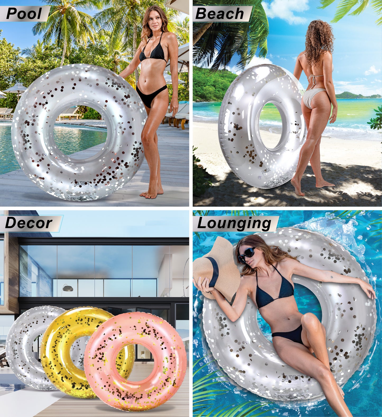 Pool Float - GIANT 48 INCH TUBE - SILVER