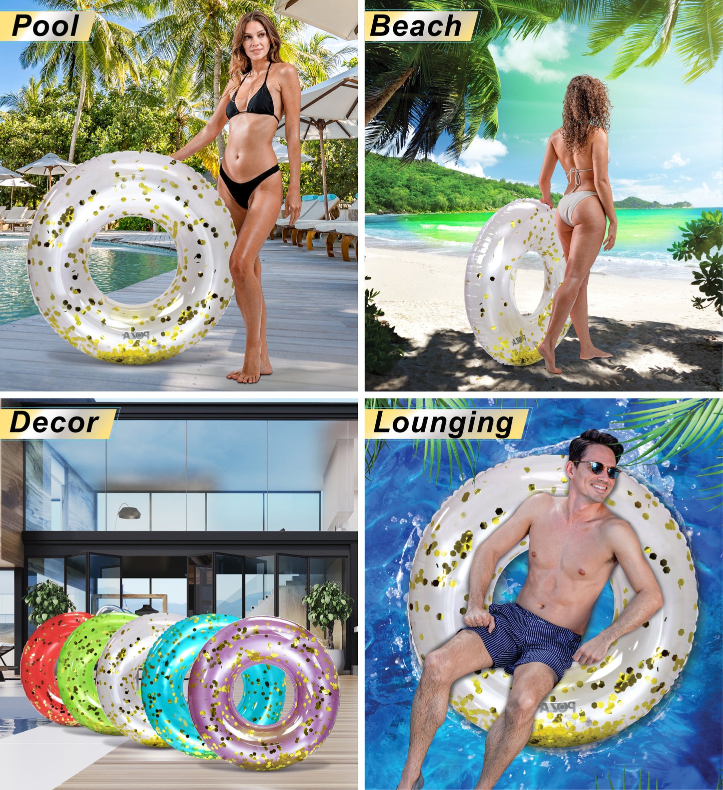 Pool Float - 36 INCH TUBE - PEARL WHITE GOLD