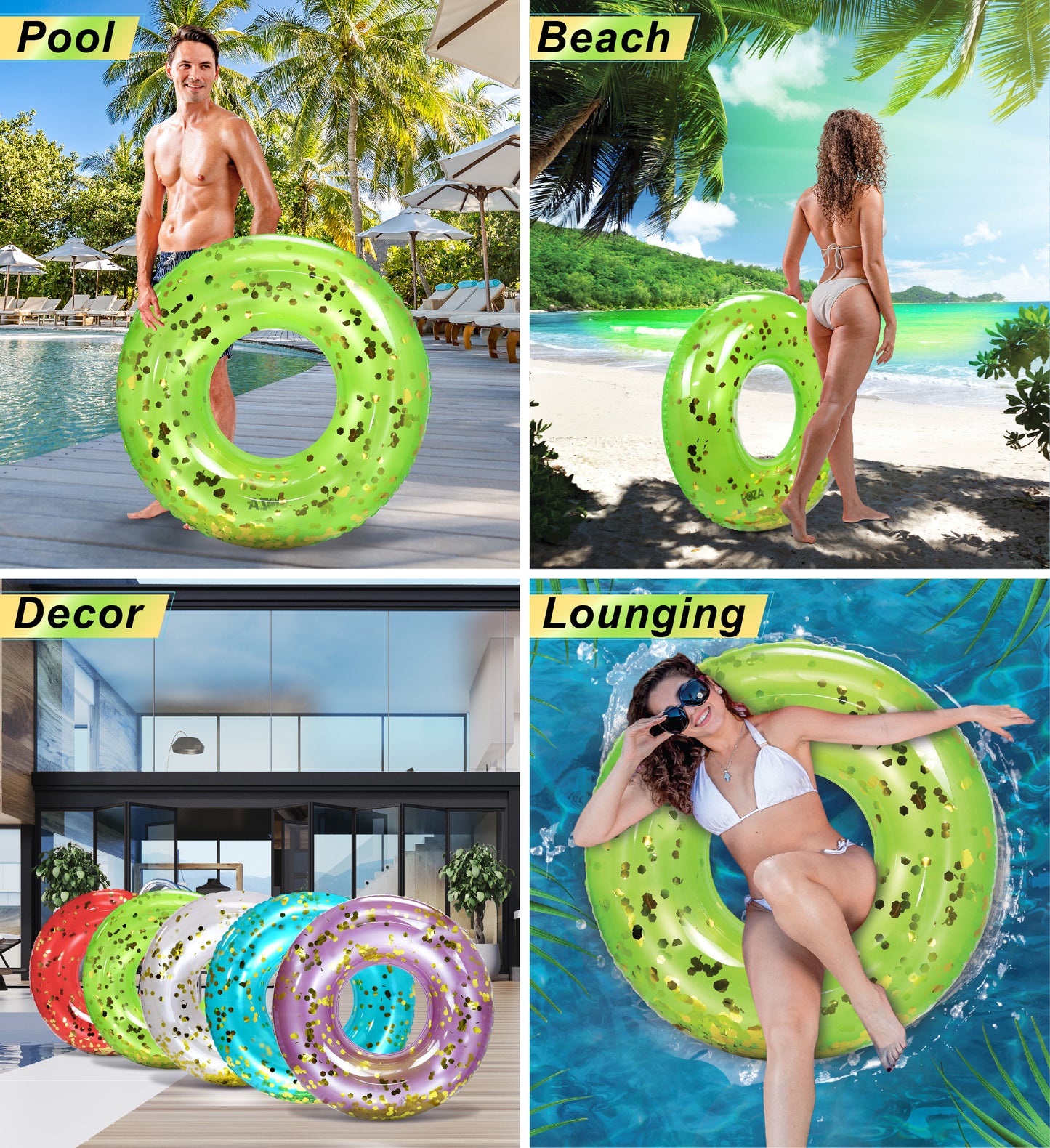 Pool Float - 36 INCH TUBE - GREEN GOLD