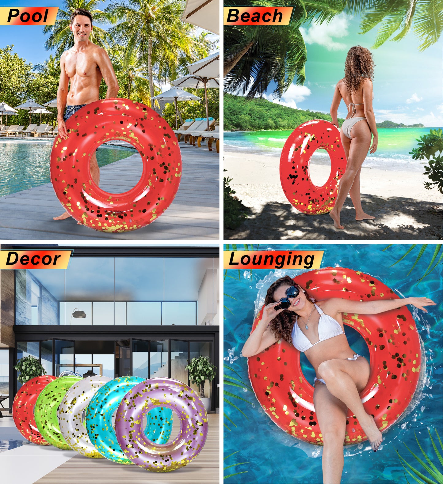 Pool Float - 36 INCH TUBE - RED GOLD