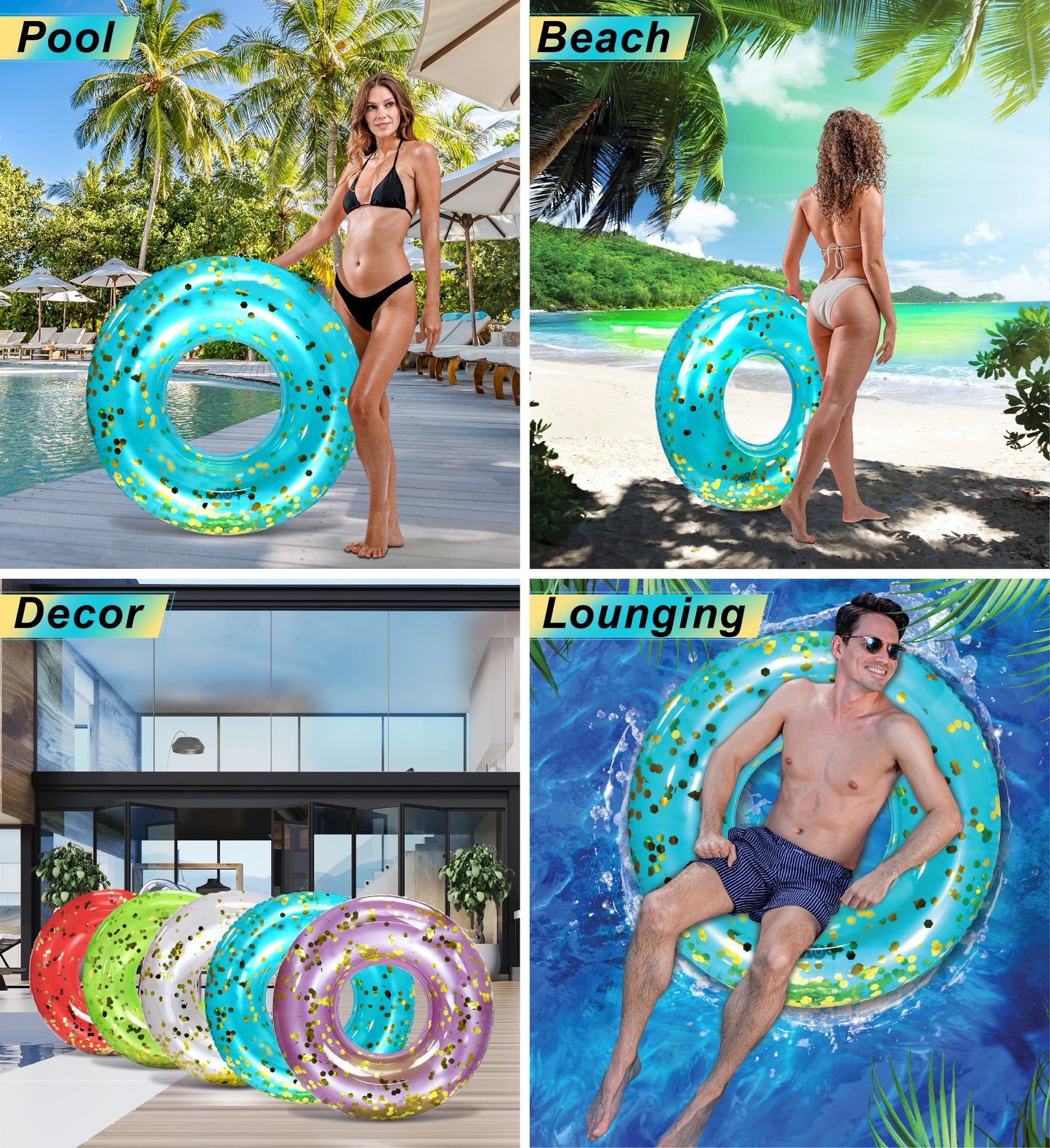 Pool Float - 36 INCH TUBE - BLUE GOLD