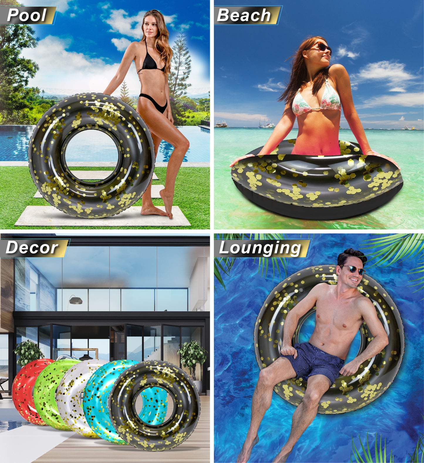 Pool Float - 36 INCH TUBE - BLACK GOLD