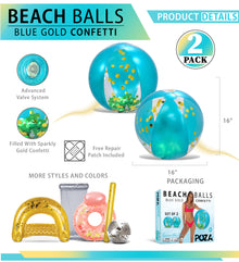 Pool Float - 16" BLUE GOLD BALL - SET OF 2