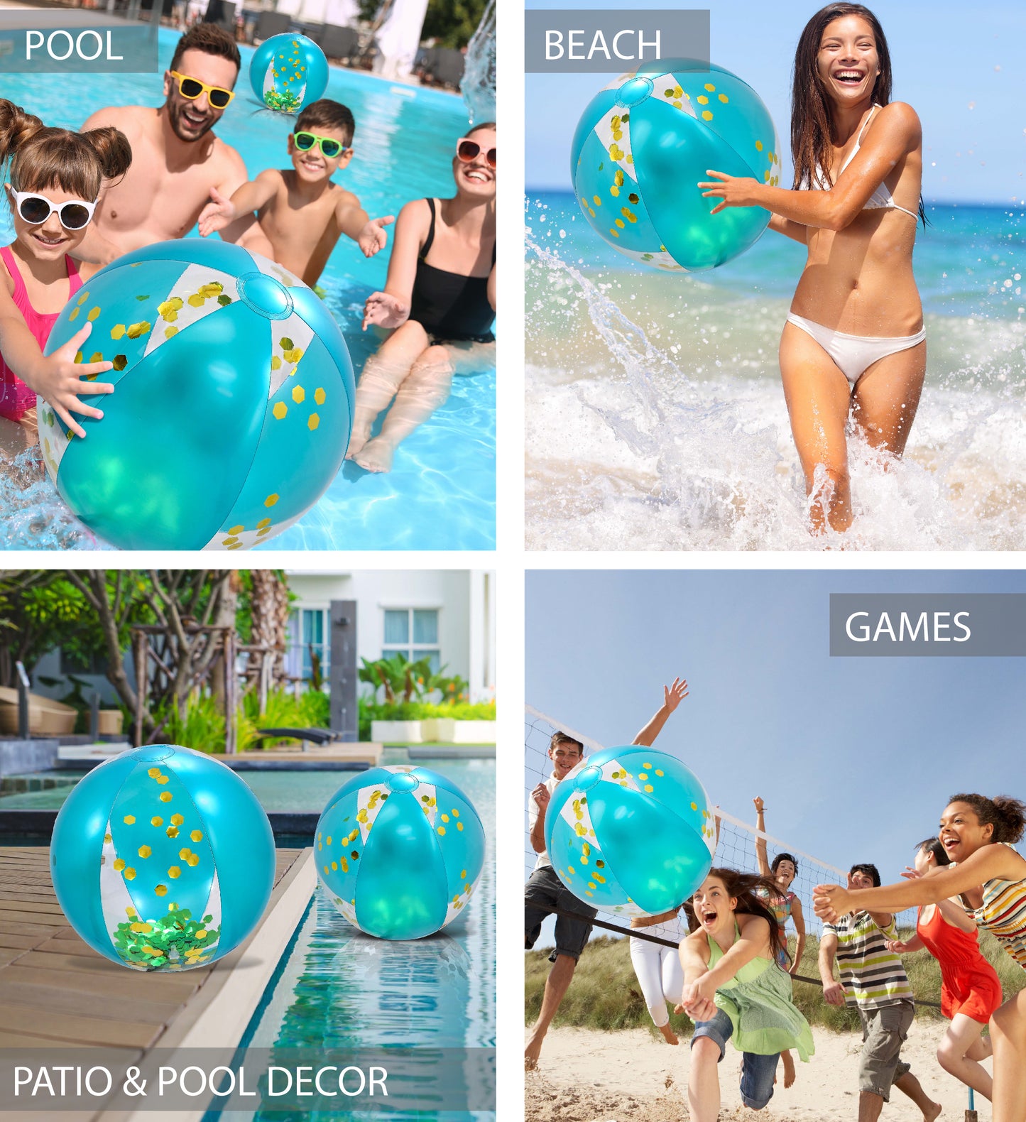 Pool Float - 16" BLUE GOLD BALL - SET OF 2