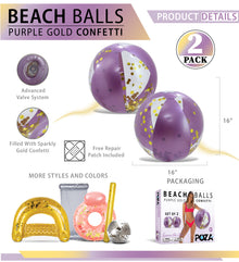 Pool Float - 16" PURPLE GOLD BALL - SET OF 2