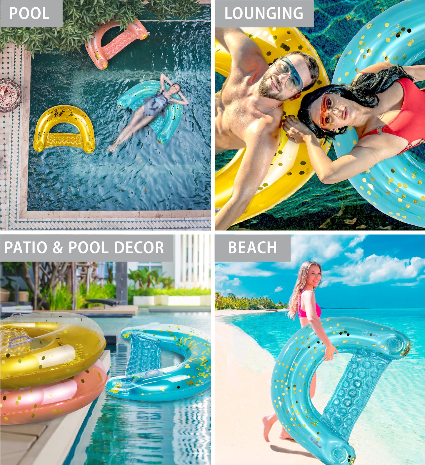 Pool Float - BLUE GOLD POOL CHAIR