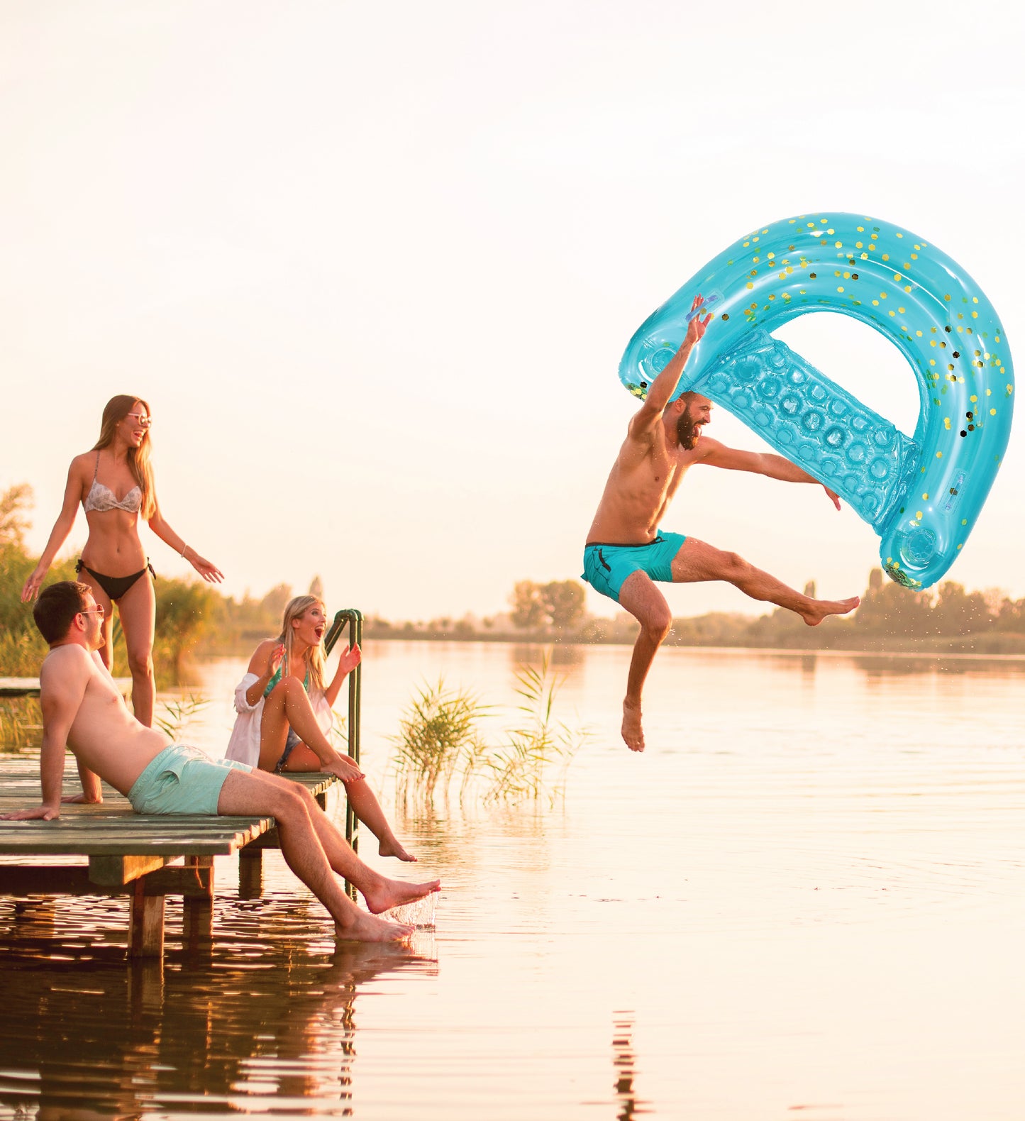 Pool Float - BLUE GOLD POOL CHAIR