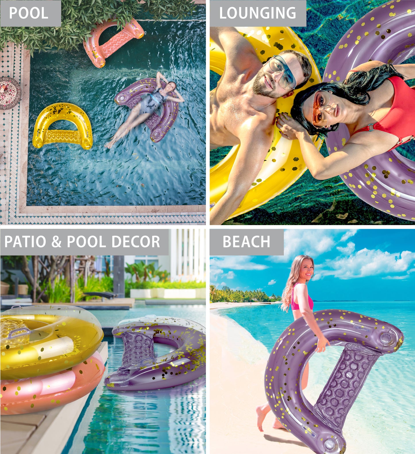 Pool Float - PURPLE GOLD POOL CHAIR