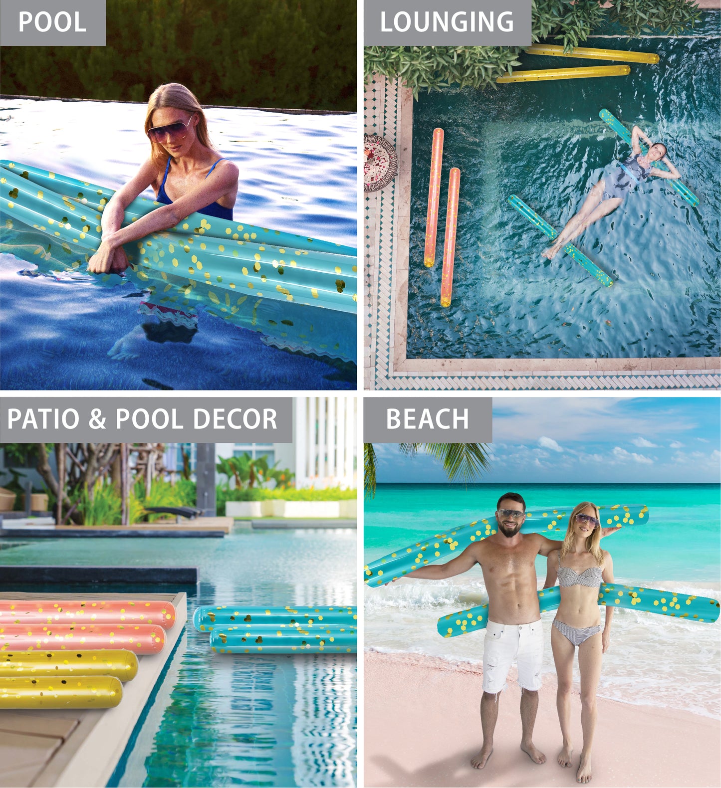 Pool Float - 74" BLUE GOLD NOODLE - SET OF 2