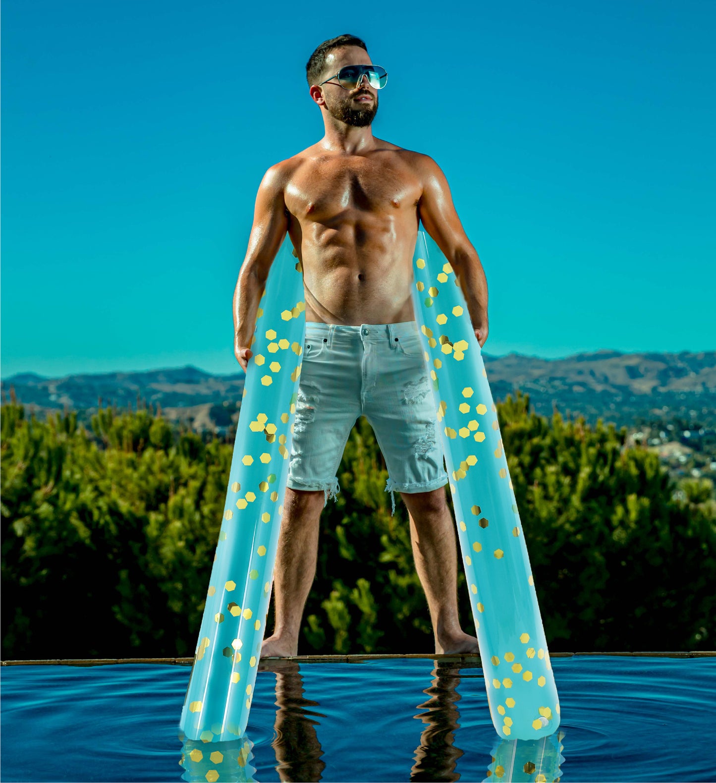 Pool Float - 74" BLUE GOLD NOODLE - SET OF 2