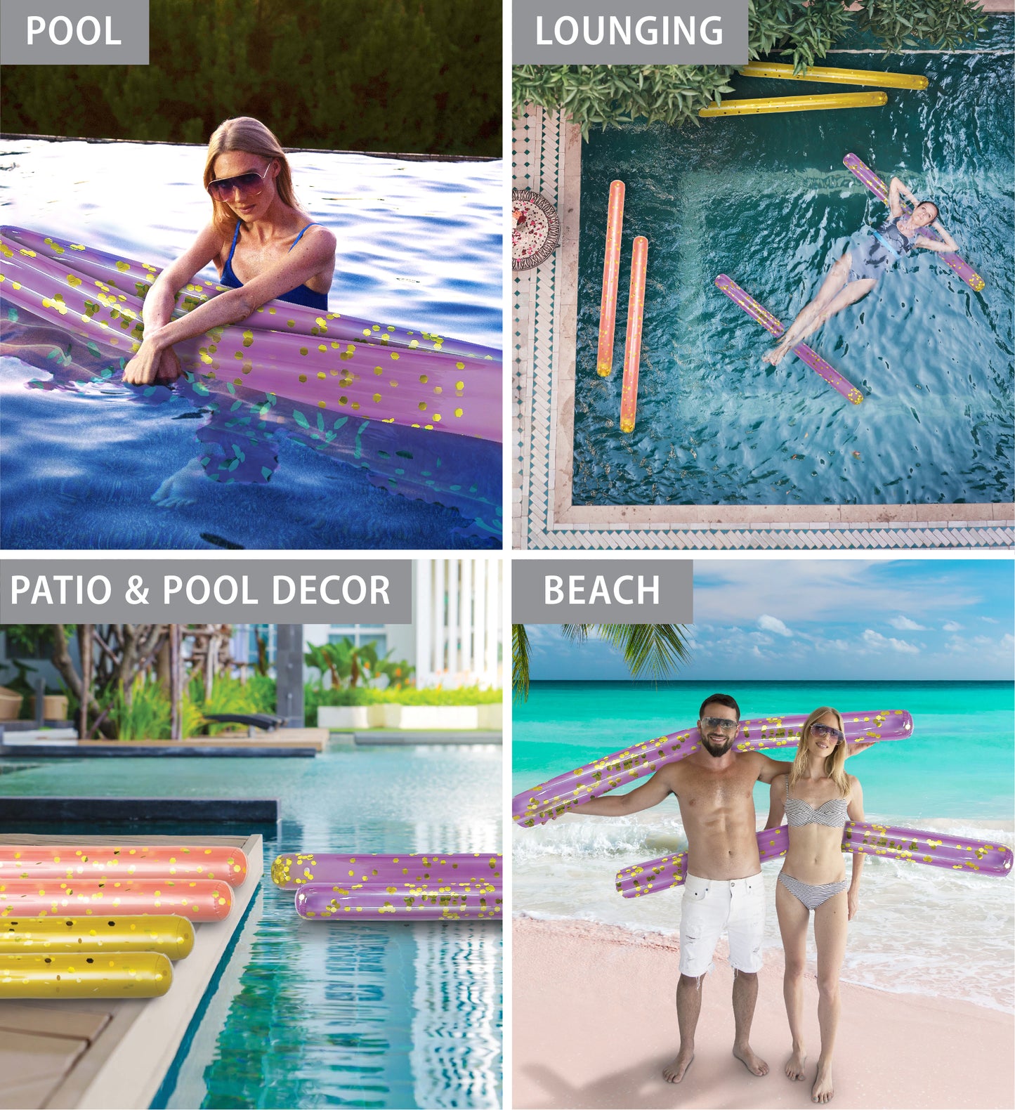 Pool Float - 74" PURPLE GOLD NOODLE - SET OF 2