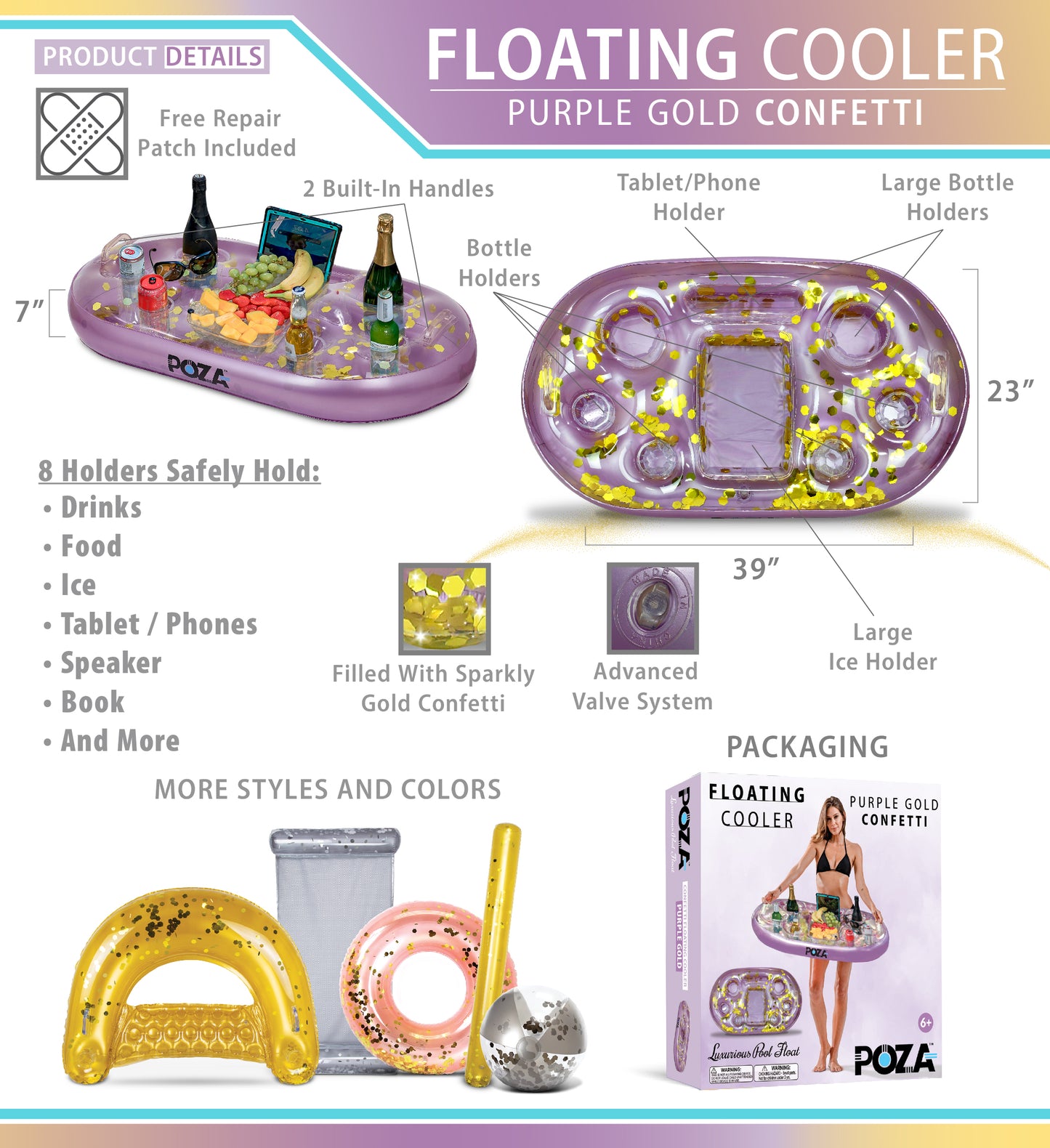 Pool Float - PURPLE GOLD FLOATING COOLER