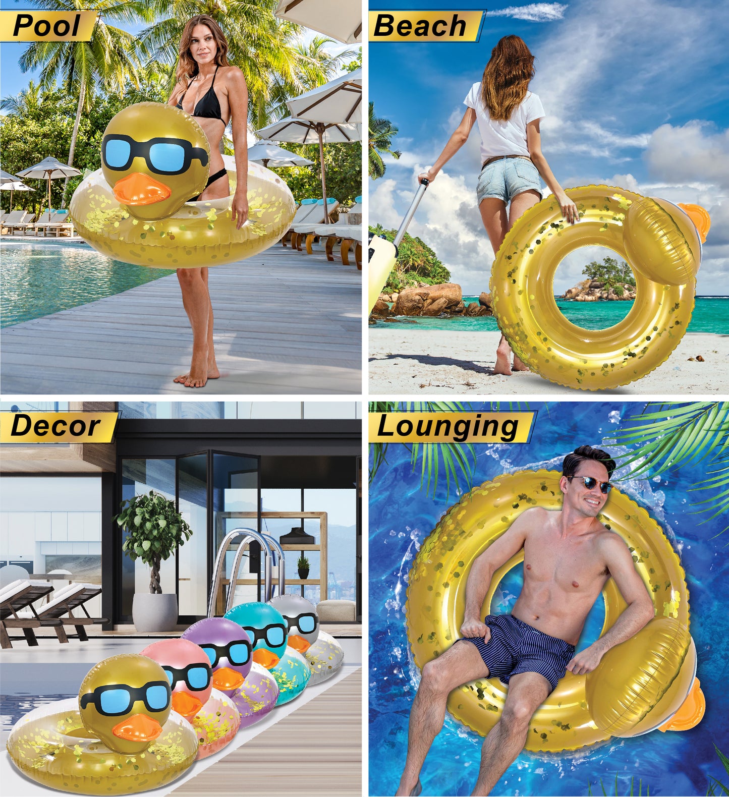 Pool Float - DUCK POOL TUBE - GOLD