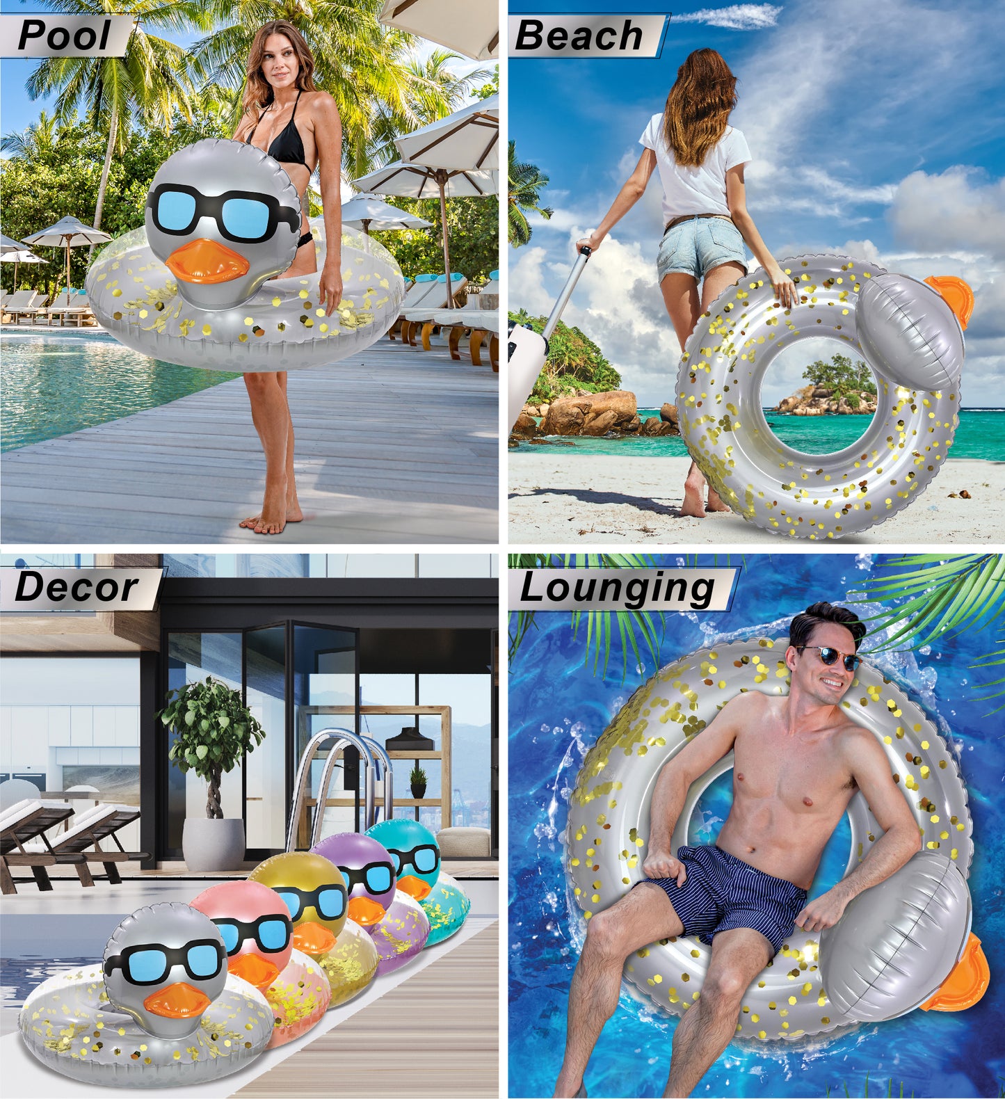 Pool Float - DUCK POOL TUBE - SILVER