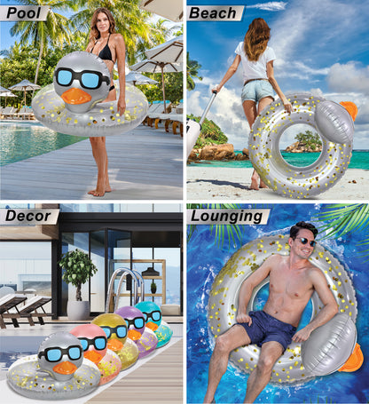 Pool Float - DUCK POOL TUBE - SILVER