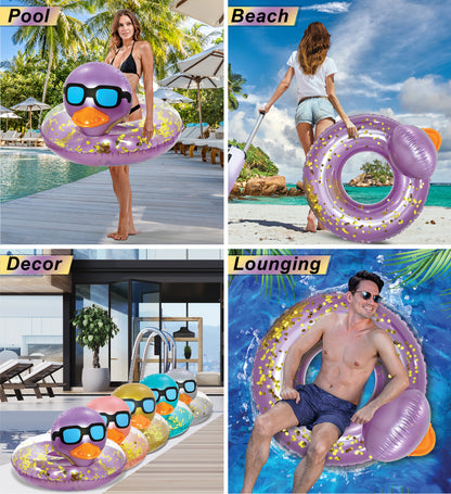Pool Float - DUCK POOL TUBE - PURPLE GOLD